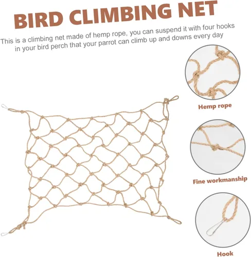 Vista 7 de Mipcase Juguetes de escalada, 2 piezas, red de escalada para loros, cuerda de escalada para pájaros, hamaca para mascotas, pinzón, accesorios