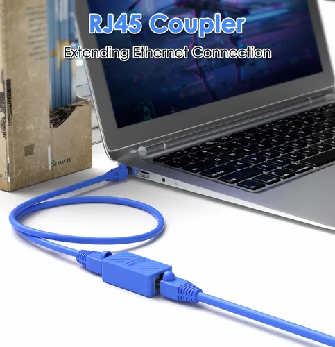 Vista 2 de Oneme - Extensor de cable Ethernet, acoplador RJ45, conector extensor, acoplador Ethernet hembra a hembra (azul, 10 unidades)
