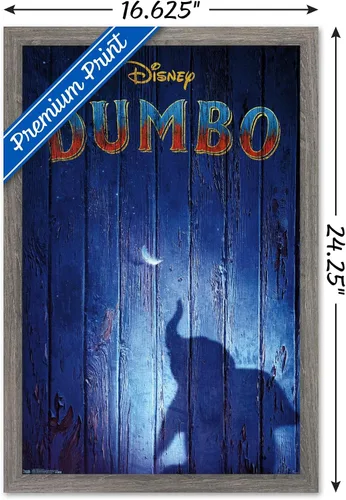 Vista 3 de Trends International Disney Dumbo - Póster de pared Teaser, 14.725 x 22.375 pulgadas, versión enmarcada de madera de granero Versión enmarcada