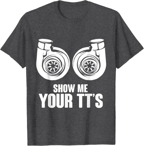 Vista 26 de Funny Show Me Your TT's Twin Turbo Car Racing Camiseta, Negro, S