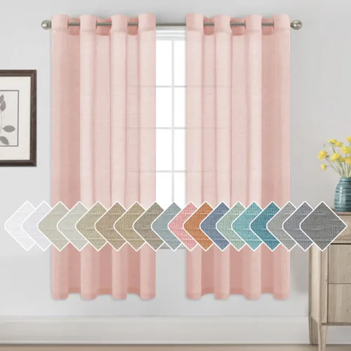 Vista 159 de H.VERSAILTEX Cortinas de lino de mezcla natural para sala de estar/cortinas de lino semitransparentes reductoras de luz de 54 pulgadas de largo