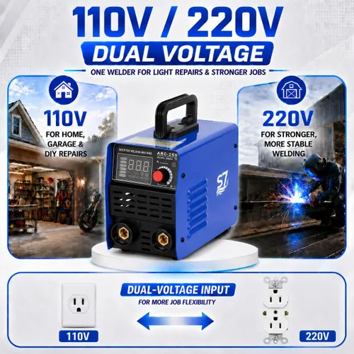Vista 2 de Soldador de palo 250A 110/220V, máquina de soldadura ARC/Lift TIG con control sinérgico, inversor IGBT, arranque en caliente, fuerza de arco