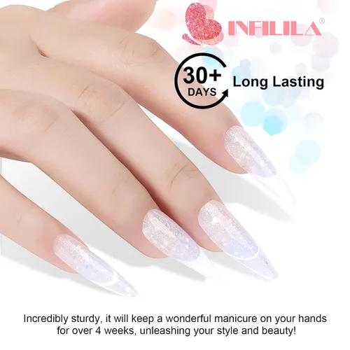 Vista 7 de NXJ INFILILA Gel de uñas de polietileno con purpurina, colores azul bebé, extensión de gel de poliéster para mejorar las uñas, engrosamiento