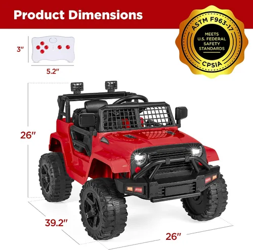 Vista 7 de Best Choice Products - Auto de 12 V para niños con control remoto para Rojo