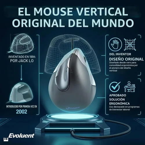 Vista 5 de Evoluent VerticalMouse 4 (modelo # VM4R) mouse de tamaño estándar para diestros (alimentación USB)