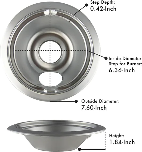 Vista 2 de Range Kleen 119204XZ Style B - Juego de 4 cuencos de goteo cromados, 3 pequeños y 1 grande