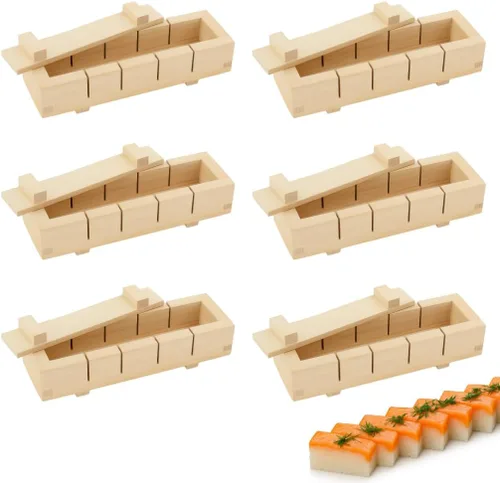 Vista 10 de JapanBargain, Molde rectangular de madera para hacer sushi Oshizushi, molde para arroz, 7 x 4 pulgadas, 1 paquete