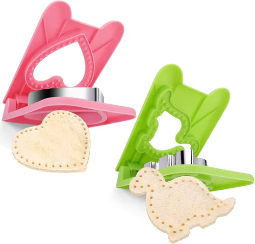 Vista 8 de Vodolo Máquina de sándwiches, 2 cortadores de sándwiches para el almuerzo de niños, juego de cortador y sellador de sándwiches de desayuno sin