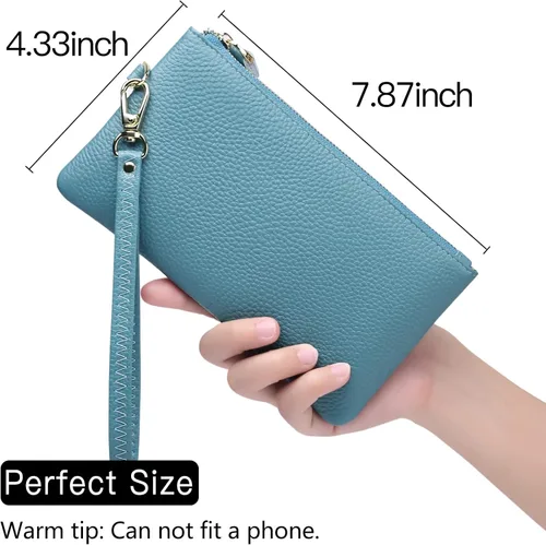 Vista 3 de Bolso de mano de piel delgada con bloqueo RFID para mujer