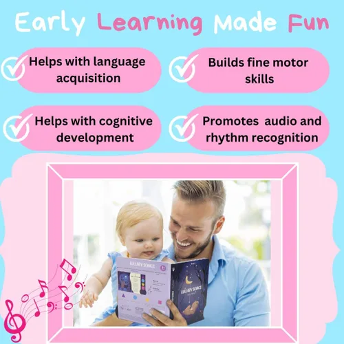 Vista 4 de Libro musical para niños pequeños con canciones de cuna, juguete interactivo, centelleante, estrellita centelleante, cantar, libro de sonido