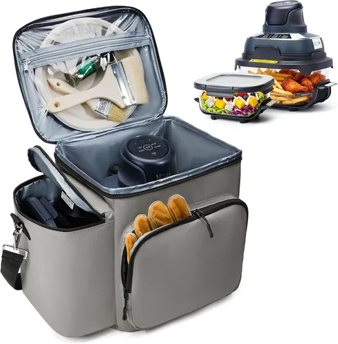 Vista 9 de Estuche de transporte para freidora de aire Ninja Crispi 4QT y contenedores Gris