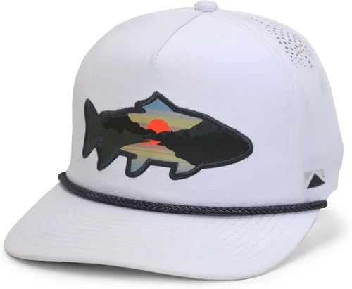 Vista 50 de Paramount Outdoors Sombrero de pesca de trucha al atardecer, diseño de silueta de pez de montaña, sombrero para exteriores con cómodo Snapback