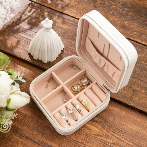 Vista 8 de Mini estuche de viaje personalizado para joyas, organizador de joyas de viaje, organizador de almacenamiento de viaje, organizador de almacenamiento