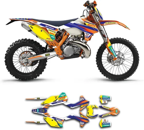 Vista 20 de Kit de calcomanías personalizadas para 125 200 250 300 350 450 500 EXC EXC-F XCW XC-W XCF-W 2014 2015, negro y azul, KTEXCW1416001-KR