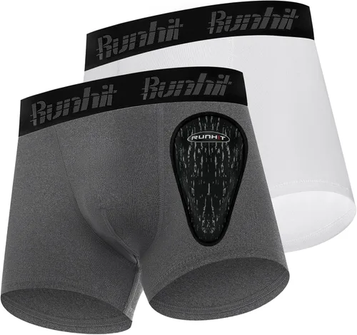 Vista 13 de Runhit Calzoncillos de compresión para niños con copa de béisbol para niños, con copa atlética protectora suave