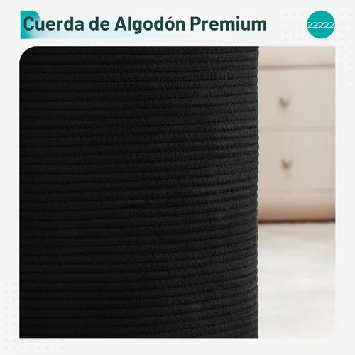 Vista 4 de Cesta de Cuerda de Algodón para Ropa Sucia de YOUDENOVA, 58L - Cesta de Lavandería Tejida Plegable - Cesta de Almacenamiento de Ropa para Mantas