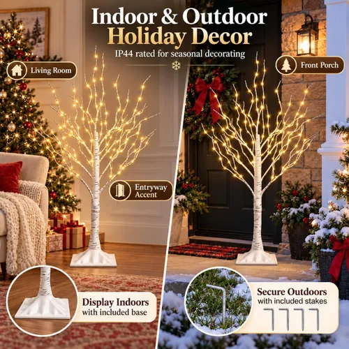 Vista 5 de Lighted Birch Twig Tree with Fairy Lights 3FT 154L LED Decorative Lights