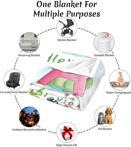 Vista 4 de Manta de bebé personalizada con nombre, manta de nombre personalizado para niños, mantas de franela suave en Pascua, regalos personalizados de bebé