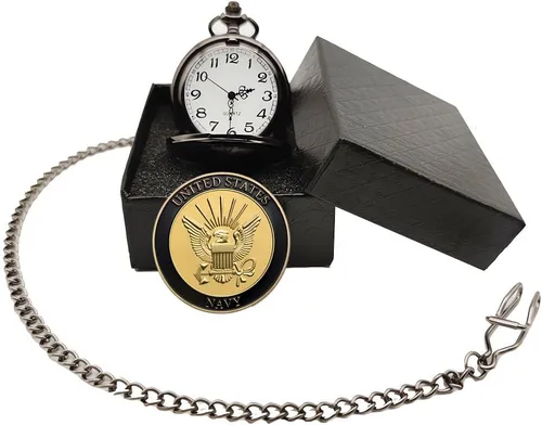 Vista 3 de Regalos para veteranos, reloj de bolsillo para veteranos con ChanllengCoin militar, los mejores regalos del día de los veteranos
