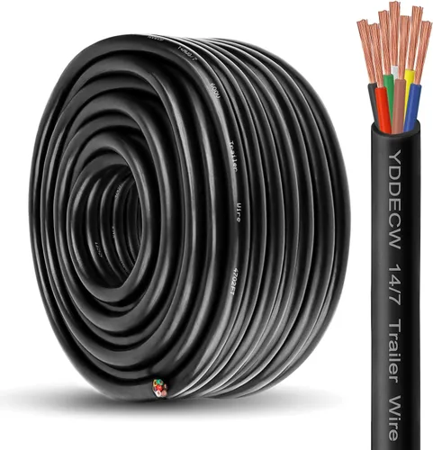 Vista 31 de Cable de Remolque de 4 Vías - Calibre 14, 4 Conductores, 10 Pies, Extensión de Cable Resistente de Cobre Puro, Cordón de Cableado para Remolque RV
