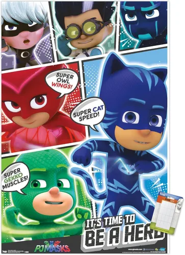 Vista 11 de Trends International PJ Masks - Póster de pared, 14.725 x 22.375 pulgadas, versión enmarcada de madera de granero
