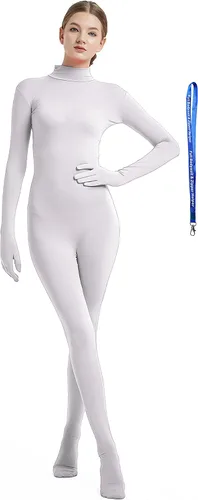 Vista 30 de Overol completo Full Bodysuit para mujer, con cremallera, sin capucha, de licra Spandex, para disfraz Zentai Negro