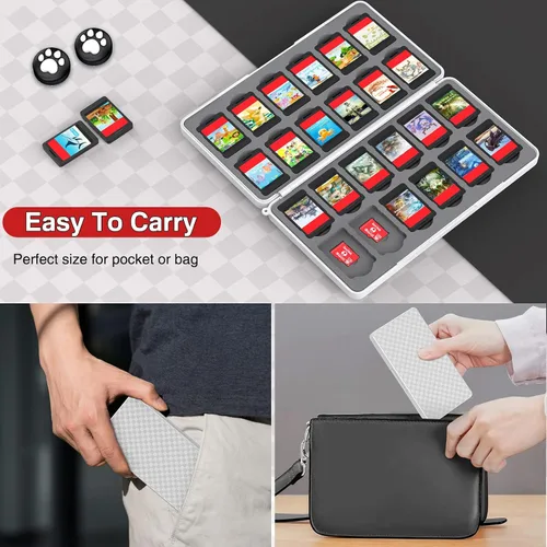 Vista 5 de Switch Game Case Storage 24 juegos para tarjetas y 24 ranuras para cartuchos Micro SD soporte para juegos Switch para Nintendo SwitchOLEDLite funda