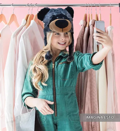 Vista 6 de Puzzled - Sombrero de mapache marrón de peluche - Sombrero súper suave y cálido con orejeras, gorro de invierno acogedor de forro polar para niños