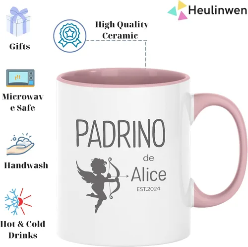 Vista 4 de Padrinos De Bautizo Propuesta Set 2 Tazas Café 11 oz, Quieres Ser Mi Madrina est 2024, Regalo de propuesta de padrinos, para Niño, Niña, Padrinos