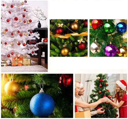 Vista 5 de ZYBenda 24 unidades de bolas brillantes, pulidas y brillantes para árbol de Navidad, inastillables, para decoración de árbol de Navidad, colgantes