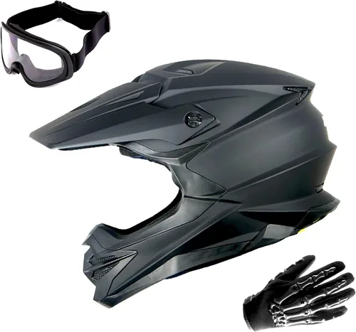 Vista 12 de 1Storm - Casco de motocross para adultos, bicicleta de montaña de descenso, BMX, MX, ATV, motocicleta todoterreno, estilo Storm HF803; negro mate