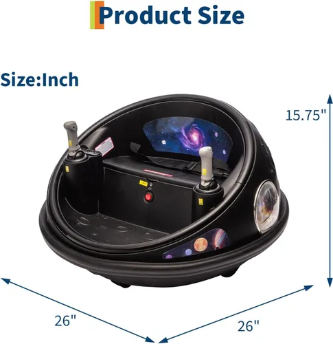 Vista 7 de Jojoka 12V embroma eléctrico coche de parachoques 360° que gira el montar Negro