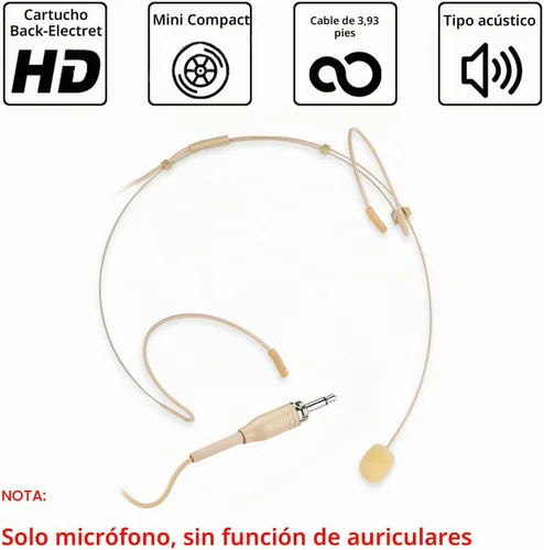Vista 2 de Auriculares con micrófono discretos para colgar sobre la oreja para sistema inalámbrico, transmisor de bodypack, ideal para conferencias