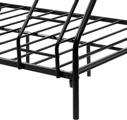 Vista 7 de EMKK Litera de metal con marco de metal y escalera para niños, adolescentes y adultos, diseño que ahorra espacio, color negro