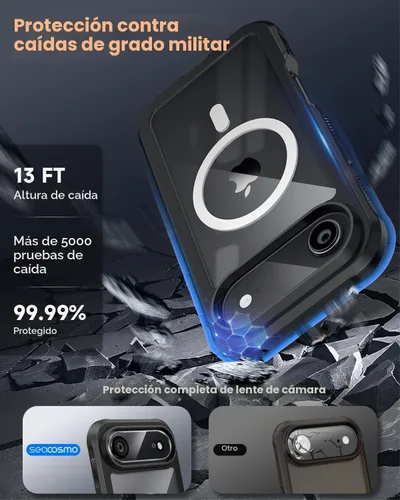 Vista 3 de seacosmo Funda para iPhone Air, Parachoques de Cuerpo Completo con Pantalla de Vidrio Templado 9H Integrada y Protector de Lente de Cámara