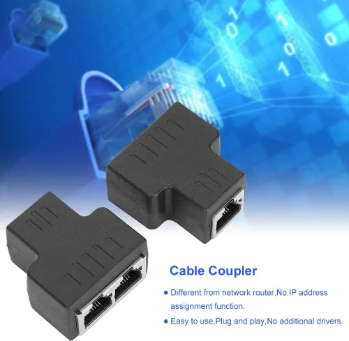 Vista 3 de 2 adaptadores de cable Ethernet, 1 a 2 RJ45 hembra LAN Ethernet Splitter Cable adaptador adaptador RJ45 acoplador RJ45 extensor Ethernet Plug & Play