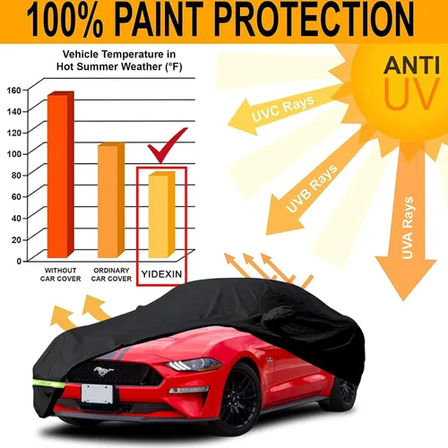 Vista 6 de YIXIN Fundas impermeables para automóvil 1994-2021 Ford Mustang GT/Shelby/Cobra/Bullitt/ECOBOOST 190T fundas adecuadas para cinturón 100%