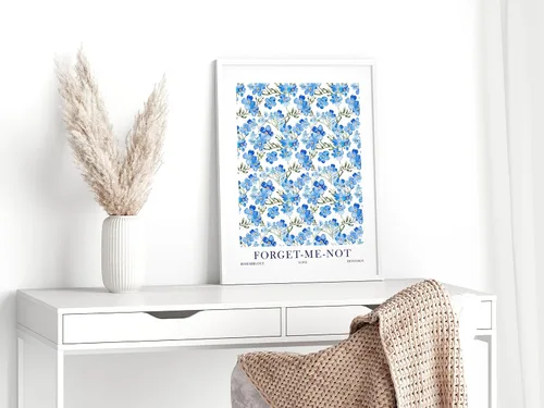 Vista 3 de ColorAndFlair Watercolor Floral Art Print Forget Me Not Flower Symbolic Meaning Blue Wildflower Wall Art Botanical Poster (8x10 inches)