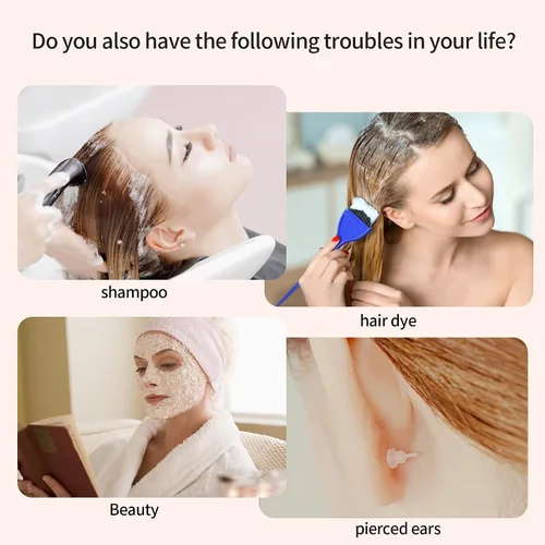 Vista 2 de Paquete de 200 protectores de oído transparentes, desechables, impermeables, para teñir el cabello, protectores de oídos de plástico impermeables