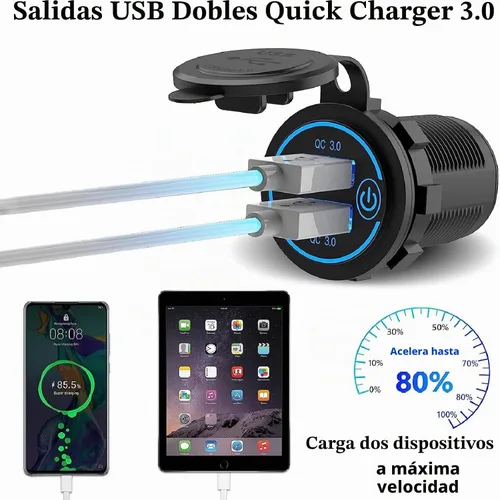 Vista 2 de Paquete de 2 tomas de carga rápida 3.0 de carga rápida de 36 W, 12 V/24 V, doble USB de carga rápida 3.0, adaptador de encendedor de cigarrillos