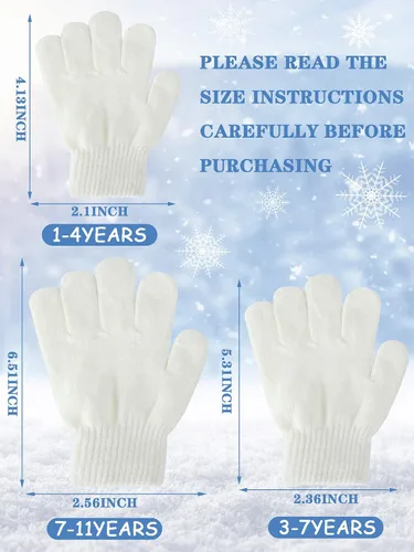 Vista 3 de Boao 6 pares de guantes para niños, dedos completos, guantes de punto para niños pequeños, guantes cálidos de invierno para niños y niñas