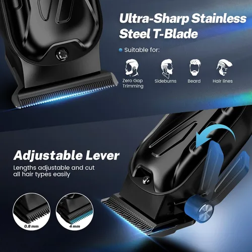 Vista 3 de Brightup Cortadora de pelo de peluquería [sin escobillas de 9000 RPM e inalámbricas] para hombres, juego de cortaúñas y recortadoras profesionales