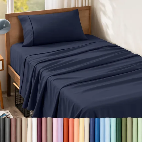 Vista 102 de Bare Home Juego de Sábanas Twin - Sábanas de Cama de Microfibra Ultra-Suave 1800 - Doble Cepillado - Bolsillos Profundos - Ajuste Fácil - Extra