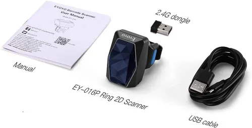 Vista 8 de Eyoyo Escáner de código de barras de anillo 2D actualizado, USB con cable y 2.4G inalámbrico y Bluetooth Mini escáner de código de barras portátil