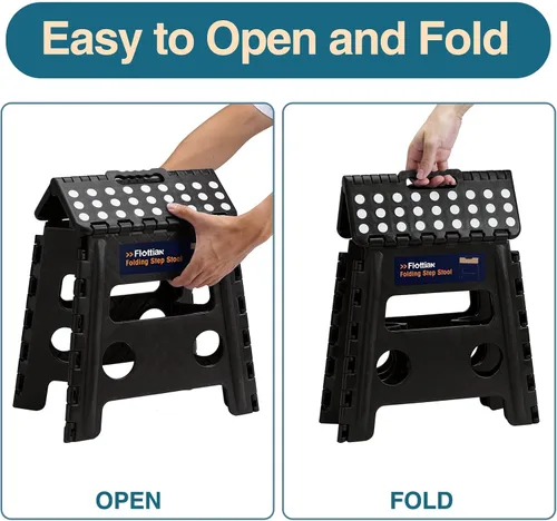 Vista 4 de Flottian Taburete plegable de 13 pulgadas para adultos y niños con capacidad para hasta 300 libras, taburetes plegables antideslizantes con asa