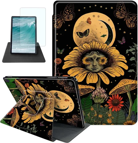 Vista 24 de Rossy Funda para tablet Kindle Fire HD 8 y Fire HD 8 Plus (12ª/10ª generación 2022/2020) + protector de pantalla giratorio de 360 grados, funda