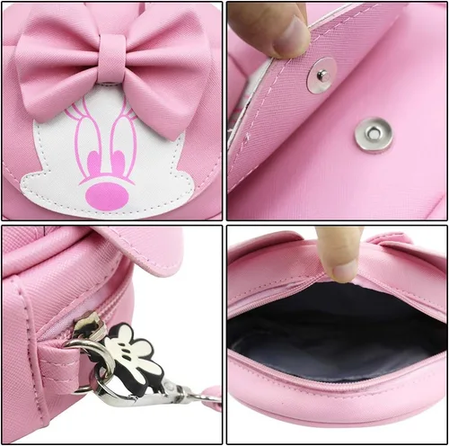 Vista 5 de RARITYUS Lindo bolso cruzado con lazo y orejas de ratón, bolso de hombro para niños y niñas