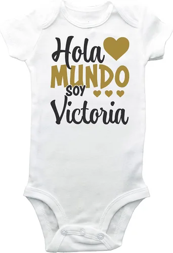 Vista 2 de Hola mundo body - Hola mundo body ESPAÑOL - Regalo para bebé - Body recién nacido - Traje de hospital - Body con nombre Español - Hospital