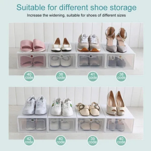 Vista 6 de Ochine Caja de almacenamiento de zapatos transparente apilable cajas de zapatos de plástico organizador de zapatos tipo cajón apertura frontal