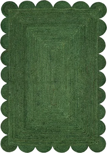 Vista 13 de Alfombra de Área de Yute Festoneada Alfombra de Yute Boho Alfombra Costera Festoneada, Gris Pardo Oscuro 2'x3' Gris topo oscuro